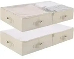 Aufbewahrungsbeh&auml;lter unter dem Bett 2er-Pack, PVC, beige, 85x43x15cm,