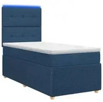 vidaXL LED Boxspringbett mit Matratze Blau 80 x 200 cm Stoff - Blau