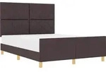 vidaXL Bettgestell mit Kopfteil Dunkelbraun 140 x 190 cm Stoff - Braun