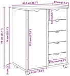 vidaXL Rollschrank 63,5 x 39 x 79 cm Massivholz Kiefer Wei&szlig; - Wei&szlig;