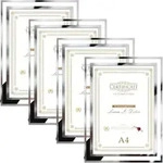 Bilderrahmen A4 Glas Silber 4er Set f&uuml;r Tischaufsteller 21x29,7 cm