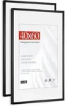 Bilderrahmen 40x60 cm Aluminium Schwarz mit Passepartout 30x40 cm, 2er Set