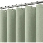 Duschvorhang Leinen 275 x 182 cm Salbeigr&uuml;n mit Metallringen Stoff Wasserdicht