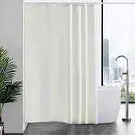Duschvorhang &Uuml;berl&auml;nge Stoff Beige 180x210 cm Waschbar Anti-Schimmel mit 12...
