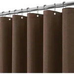 Duschvorhang Leinen 182x182cm Braun mit Metallringen Wasserdicht Anti Schimmel...