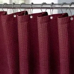 Duschvorhang Waffelstoff Textil Burgunderrot 275 x 182 cm mit Metallringen