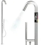 Edelstahl Gartendusche Au&szlig;endusche mit Handbrause V2A / 304 Warmwasser...