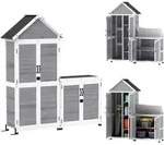 Outsunny 2 in 1 Gartenschrank Holz, Ger&auml;teschuppen mit Aufbewahrungsschrank -