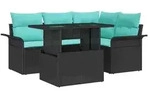 vidaXL Gartensofa-set 5 stk. Schwarz [Synthetisch]: Poly Rattan - Schwarz