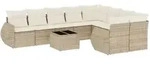 vidaXL 10-tlg. Garten-Sofagarnitur mit Kissen Beige Poly Rattan - Beige