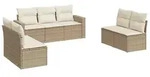 vidaXL 7-tlg. Garten-Sofagarnitur mit Kissen Beige Poly Rattan - Beige