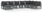 vidaXL 8-tlg. Garten-Lounge-Set mit Kissen Anthrazit Stahl - Grau