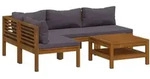 vidaXL 5-tlg. Garten-Lounge-Set mit Auflage Massivholz Akazie - Grau