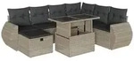 vidaXL 8-tlg. Garten-Sofagarnitur mit Kissen Hellgrau Poly Rattan - Grau