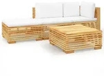 vidaXL 4-tlg. Garten-Lounge-Set mit Kissen Massivholz Teak - Braun