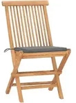 vidaXL 3-tlg. Garten-Essgruppe mit Kissen Klappbar Massivholz Teak - Grau