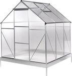BELIANI Gew&auml;chshaus Silber Aluminium u. Polycarbonat 4 mm 191x190x197 cm mit