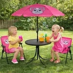 4tlg Kinder Campingm&ouml;bel Set Hase Campingstuhl Tisch Sonnenschirm - Rosa