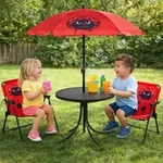 4tlg Kinder Campingm&ouml;bel Set Outdoor Campingstuhl Tisch Sonnenschirm - Rot