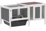 PawHut Hasenstall Kaninchenstall aus Holz mit Freilaufgehege, Rampe, 3...