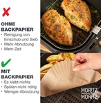 Moritz & Moritz Airfryer-Backpapier eckig 16 x 16 cm, 125 Einlagen - Braun