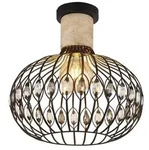 LED Deckenleuchte, Metall, Schwarz, Travertin, Kristalle, E27, &Oslash; 38 cm