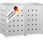 DELUKE&reg; 2er M&uuml;lltonnenbox SOGI Edelstahl | 138x115x77,5cm silber 