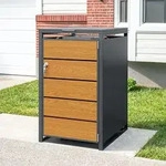 SoBuy Metall M&uuml;lltonnenbox 240 L Einzelbox mit Schloss & Soft-Close,