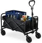 Relaxdays Bollerwagen, faltbar, 100 kg, Teleskopgriff, Gummireifen, Transportwagen