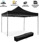 Faltbarer Faltpavillon 3 x 3, schwarz, mit wasserdichtem PVC &uuml;berzogen