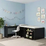 vidaXL Bett-Schreibtisch Schwarz Eichen-Optik Holzwerkstoff - Schwarz