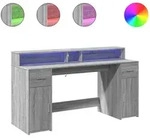vidaXL LED-Schreibtisch Grau Sonoma 160x55x91 cm Holzwerkstoff - Grau