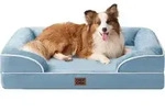 Orthop&auml;disches Hundebett mit Memory Foam, 104x69cm, Hellblau, Waschbar,...