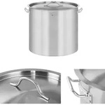 Kochtopf aus nicht rostendem Stahl mit Deckel f&uuml;r das Induktionskochen 12 L - Silber