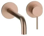 Herzbach MODUL7 IX PVD COPPER STEEL Waschtisch-Wandbatterie Farbset Ausladung 24 cm