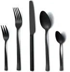 Schwarzes Besteck Set 30-teilig Edelstahl f&uuml;r 6 Personen, sp&uuml;lmaschinenfest -