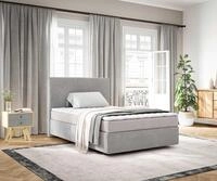 DELIFE Boxspringbett Dream-Well 120x200 cm Cord Silbergrau mit Matratze und...