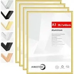 Bilderrahmen A3 30x42 cm Gold Metall 4er Set Dokumentenrahmen 29,7x42 cm...