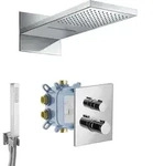PaulGurkes Wasserfall Unterputz Thermostatarmatur 3-Wege Duschsystem eckig