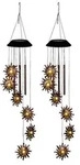 2x LED Solarwindspiel, H&auml;ngeleuchte, Sonne, Klangst&auml;be, H 75 cm