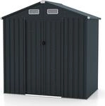 COSTWAY Gartenhaus Metall, 182x129x197cm, 3,25 m&sup3;, Ger&auml;tehaus mit Schr&auml;gdach & 2