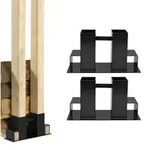 Holzstapelhilfe 2er Set Halterung 34 x 10 cm lackierter Stahl schwarz