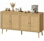 HOMCOM Sideboard K&uuml;chenschrank mit 4 Soft-Close-T&uuml;ren und Schublade 140x40x75...