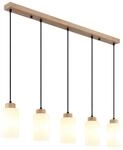 LED H&auml;ngeleuchte, Holz, Glas, Braun, Opal, H&ouml;henverstellbar, H 120 cm