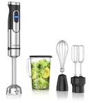 Arendo - Stabmixer Edelstahl 1500 Watt Set - P&uuml;rierstab - Turbotaste &ndash; 4 fl&uuml;geli