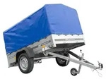Anh&auml;nger mit Plane GARDEN TRAILER 201 KIPP [mit St&uuml;tzrad, blauer Hochplane und