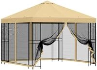 vidaXL Garten Pavillon mit Seitenw&auml;nden 3 x 3 m Creme