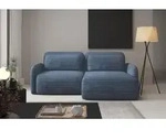 Ecksofa Schlafsofa Sofa SIMONE in Stoff Ambience Blau Ottomane Rechts - Blau