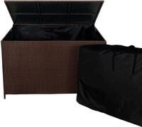 Kissenbox Rattan Braun 138x70x80 cm 582L UV-best&auml;ndig mit Rollen und...