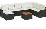 vidaXL Gartensofa-set mit Kissen 9 pcs Schwarz Poly-Rattan - Schwarz